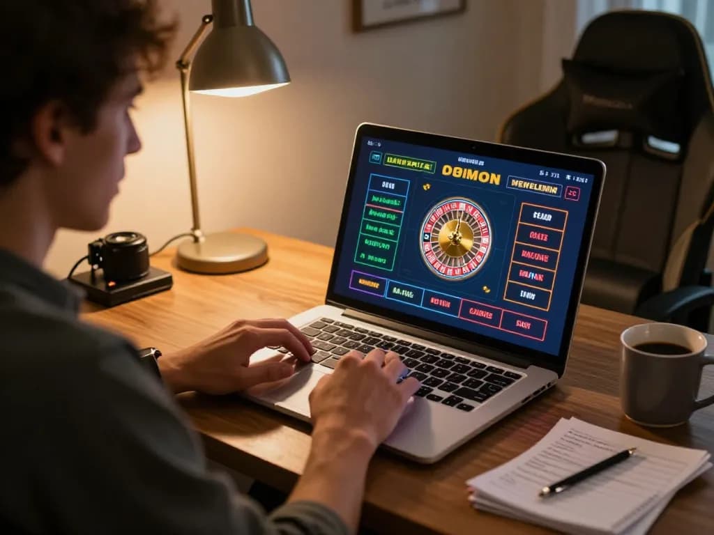 Engaged player using lu88vip online roulette interface at home for strategic gameplay.