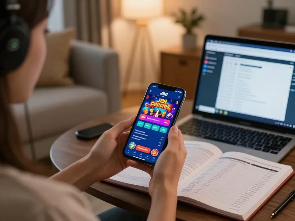 Player engaging with the J88 casino app on a smartphone for a dynamic online gaming experience