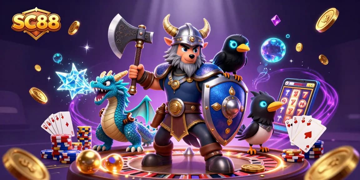 Experience thrilling gameplay at SC88 with vibrant casino characters and dynamic gaming action!
