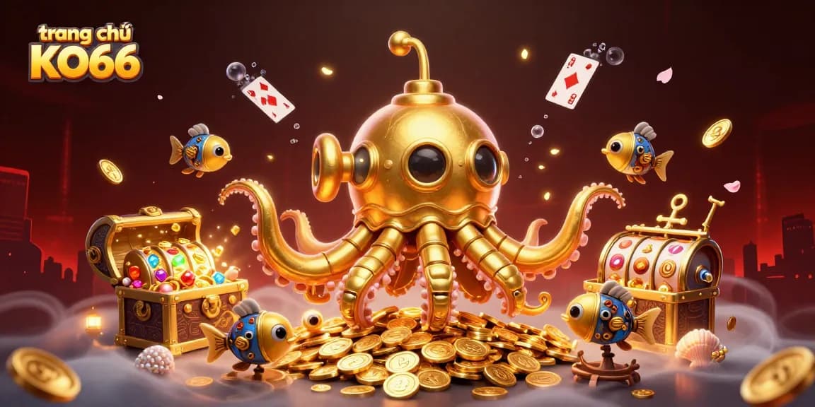 Engage with the vibrant gameplay at trang chủ KO66, featuring dynamic scenes of gold coins and lively casino elements.