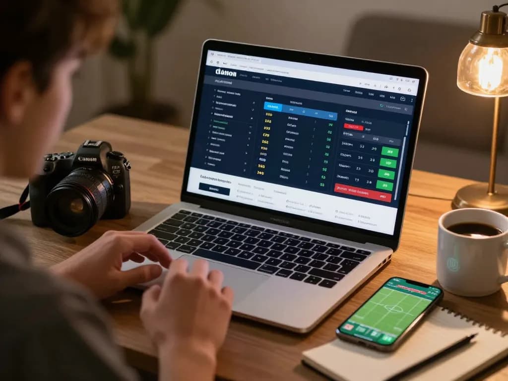 Engaging in sports betting on 9 bet through a laptop with live odds displayed