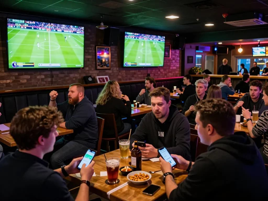 Xoilac live sports fans engaging in betting while watching a live football match.