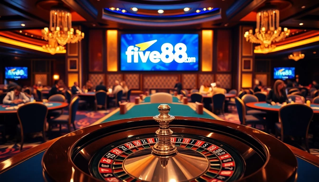 Experience thrilling gaming at five88 com with players enjoying a vibrant casino atmosphere.