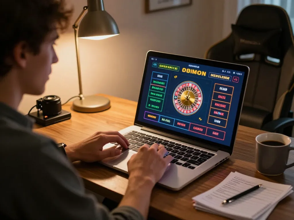Engaged player using lu88vip online roulette interface at home for strategic gameplay.