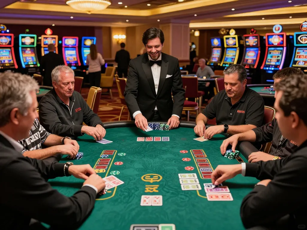 Join the HITCLUB at an exciting blackjack table, players engaged in strategy and bets