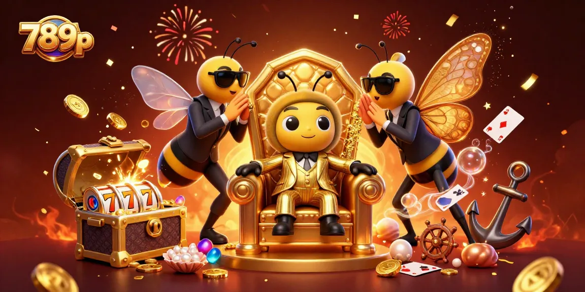 Experience the thrill of 789p with a lively casino scene featuring vibrant slot reels, golden treasures, and colorful characters.