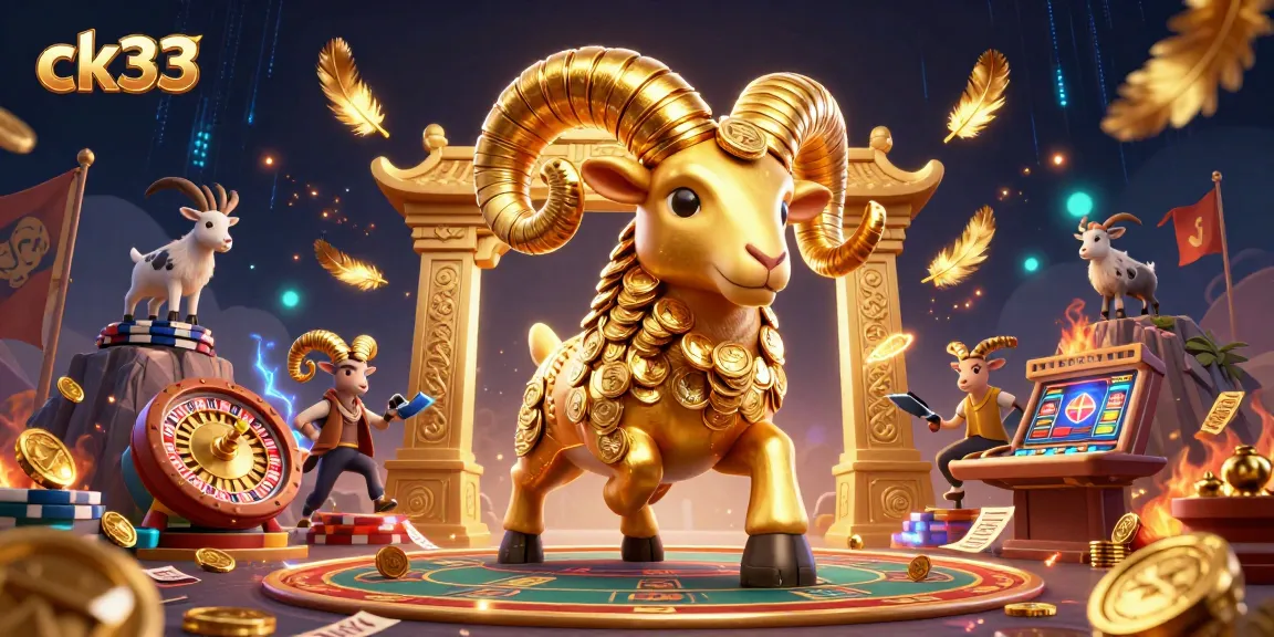 Experience thrilling action at ck33 with a golden ram charging through a sports betting arena.
