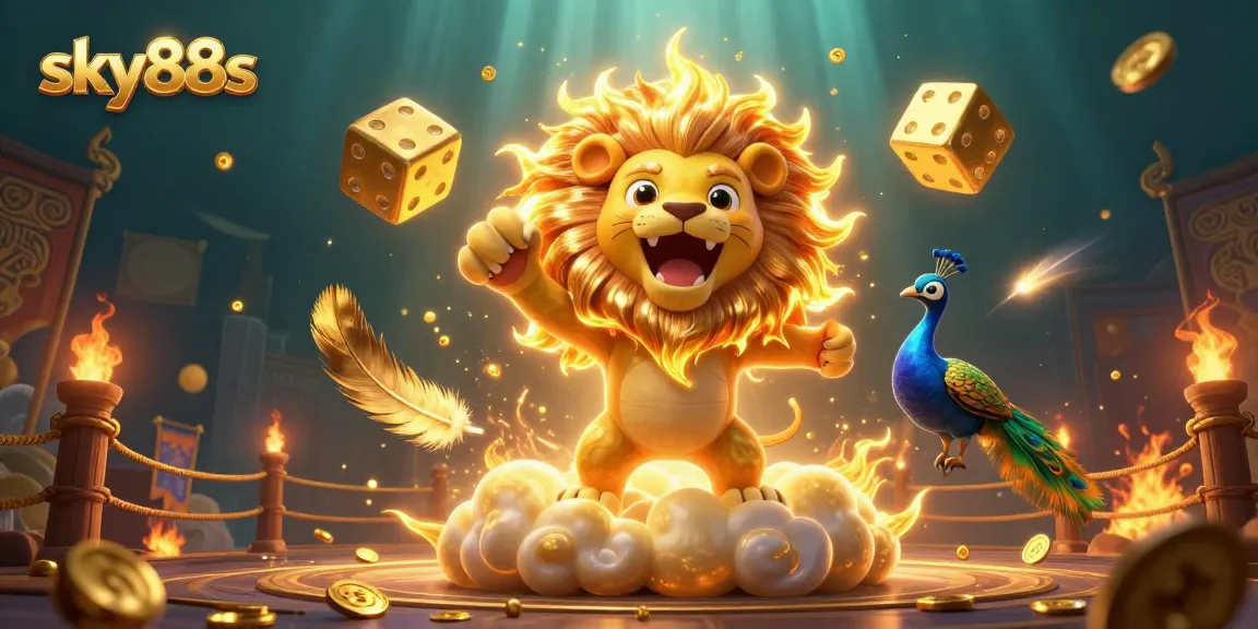 Engage with the thrilling atmosphere of sky88s featuring dynamic casino elements and golden characters.