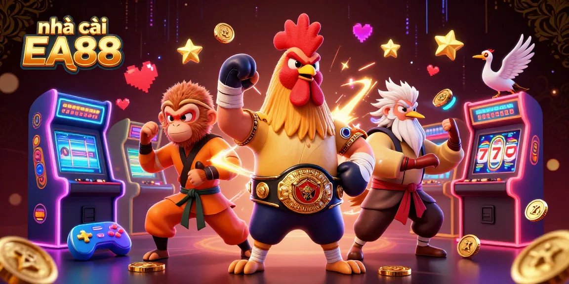 Experience intense action at nhà cái EA88 with a vibrant 3D illustration featuring dynamic gambling elements.