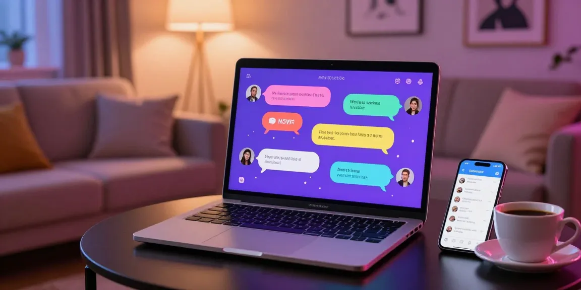 Engaging with a playful NSFW chat bot in a cozy virtual space.