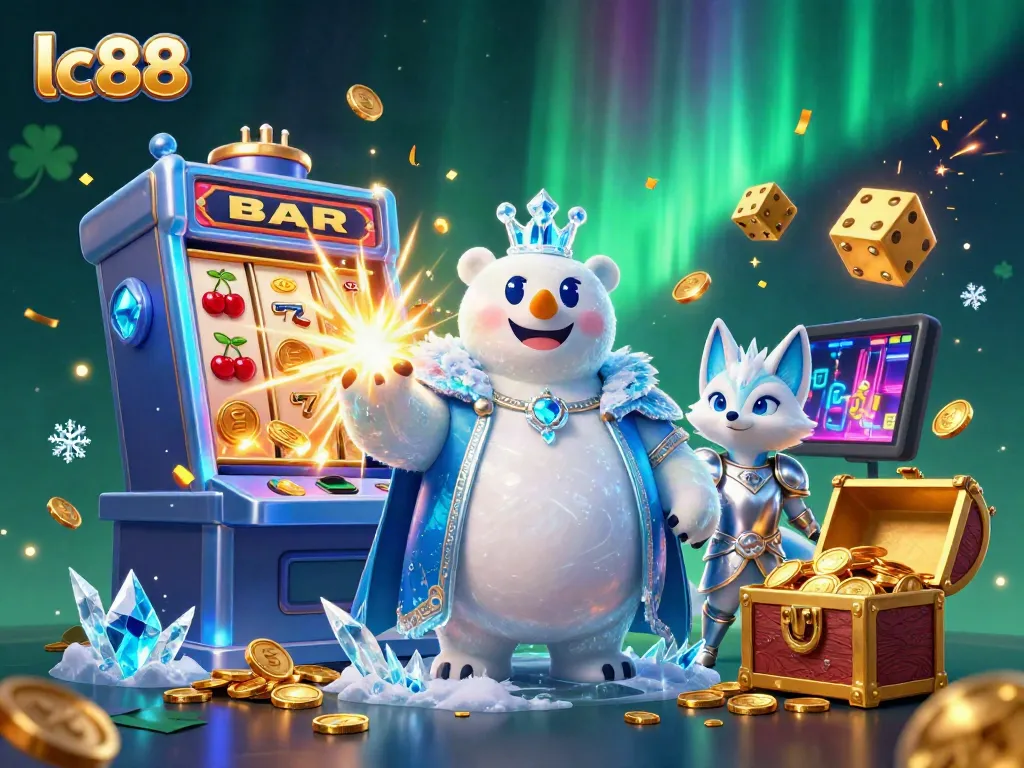 Experience exciting jackpots and gaming action with lc88 in this vibrant 3D casino illustration.
