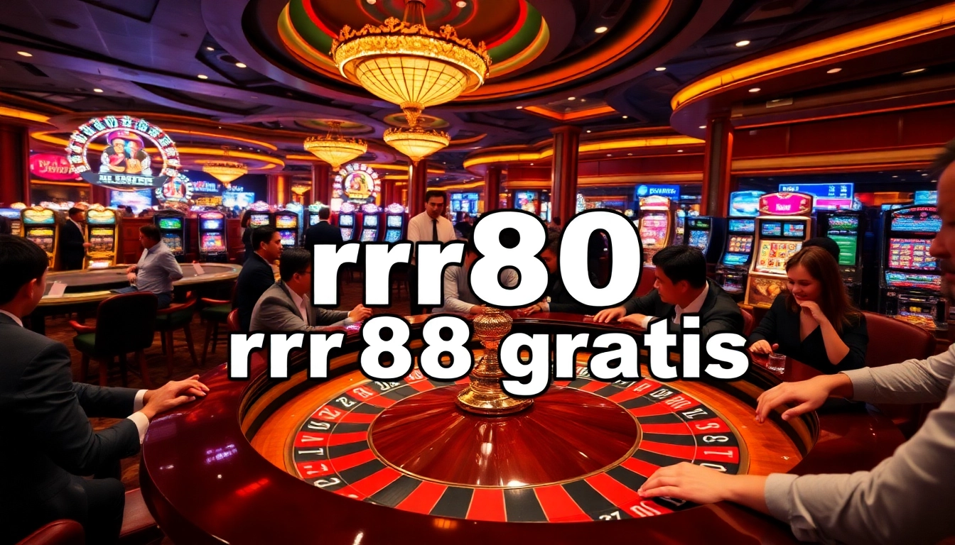 Experience the excitement of rr88 gratis at a vibrant casino with roulette and poker games.
