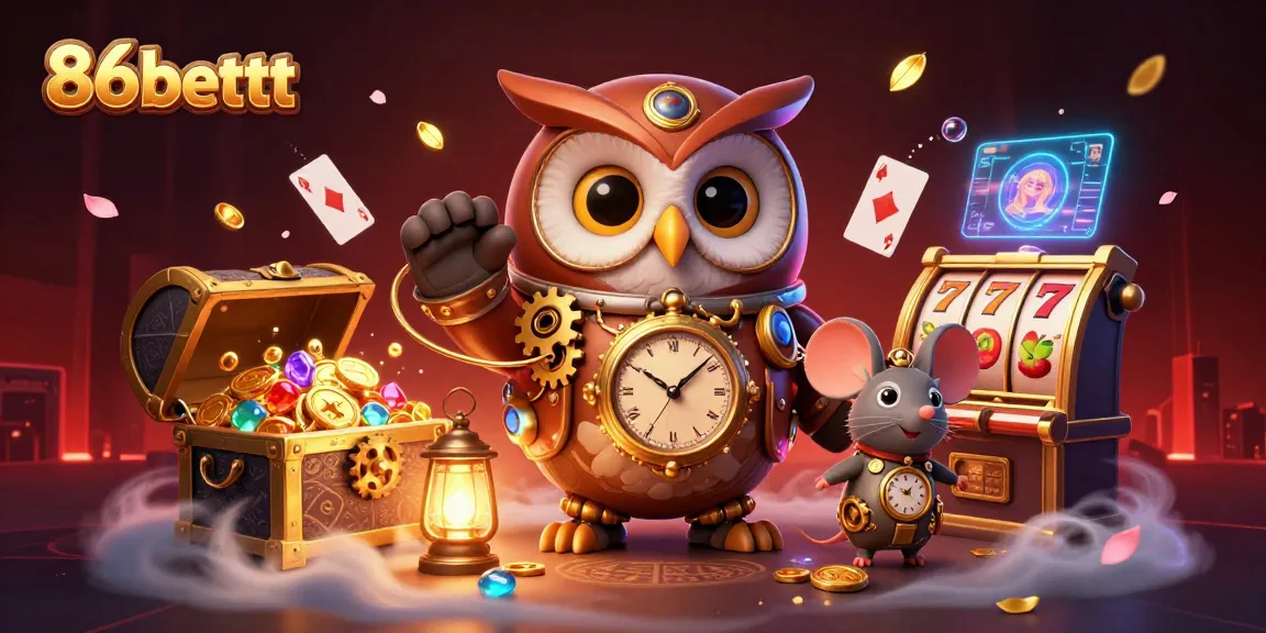 Engage in thrilling wins at 86bettt with colorful slots and dynamic characters in a vibrant casino scene.