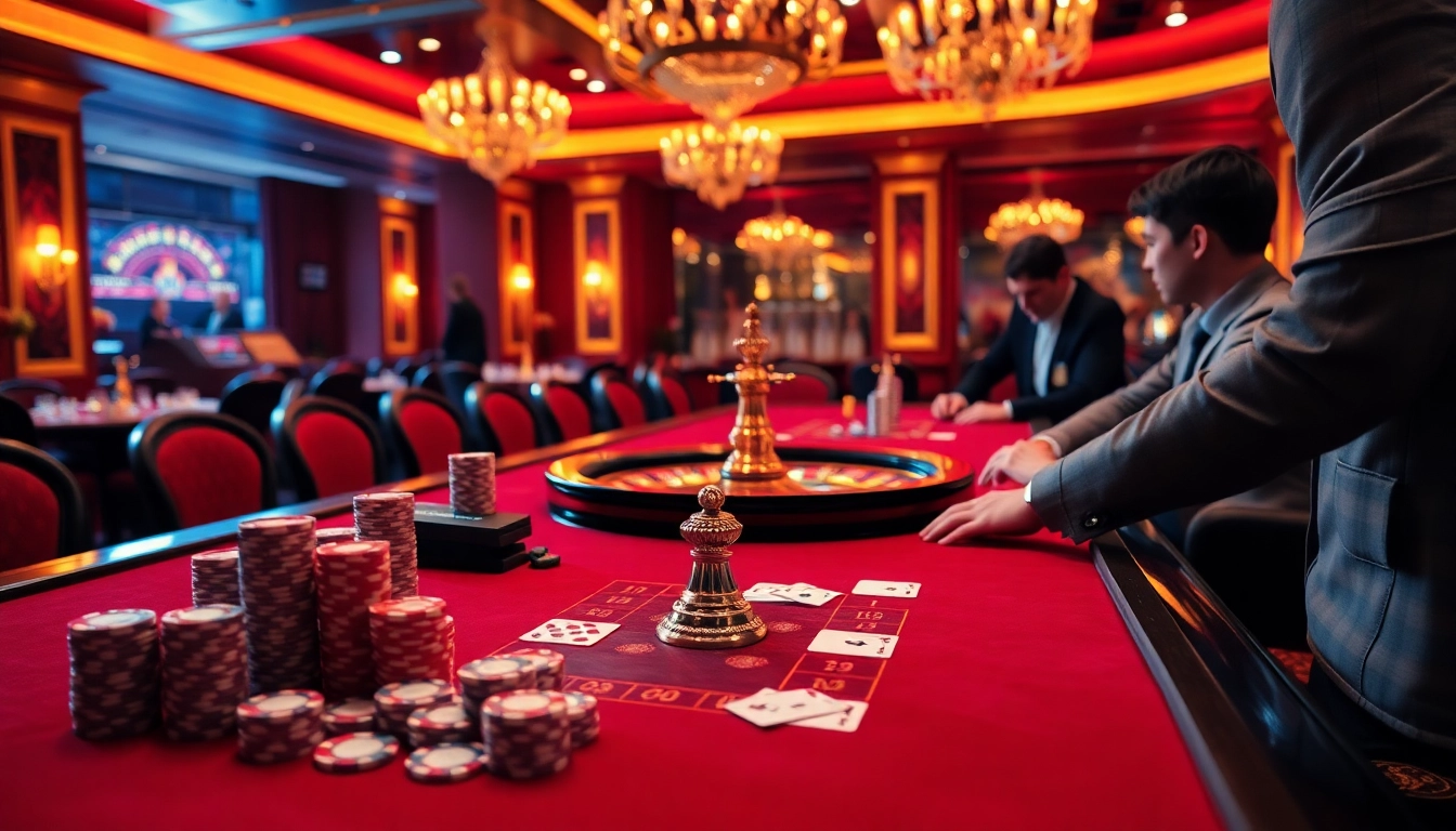 Players enjoying high-stakes gambling at kp88.bio with vibrant casino elements.