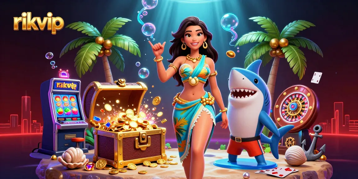 Win big with rikvip while enjoying vibrant casino games surrounded by a tropical beach vibe