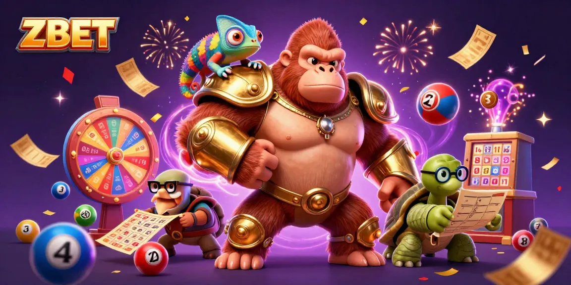 ZBET offers exciting opportunities for gamblers, showcasing vibrant lottery elements and engaging characters.