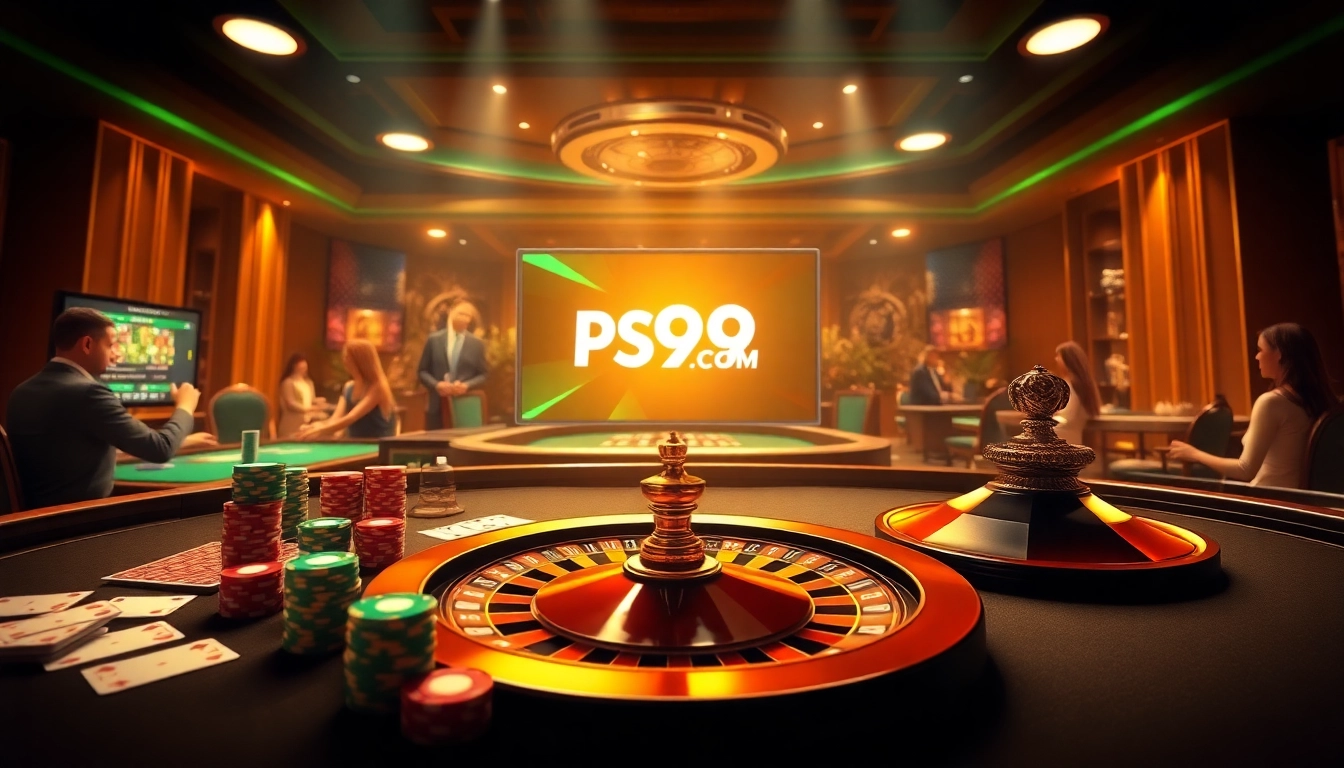 Experience the excitement at PS99COM's online casino with vibrant poker chips and engaging gameplay.
