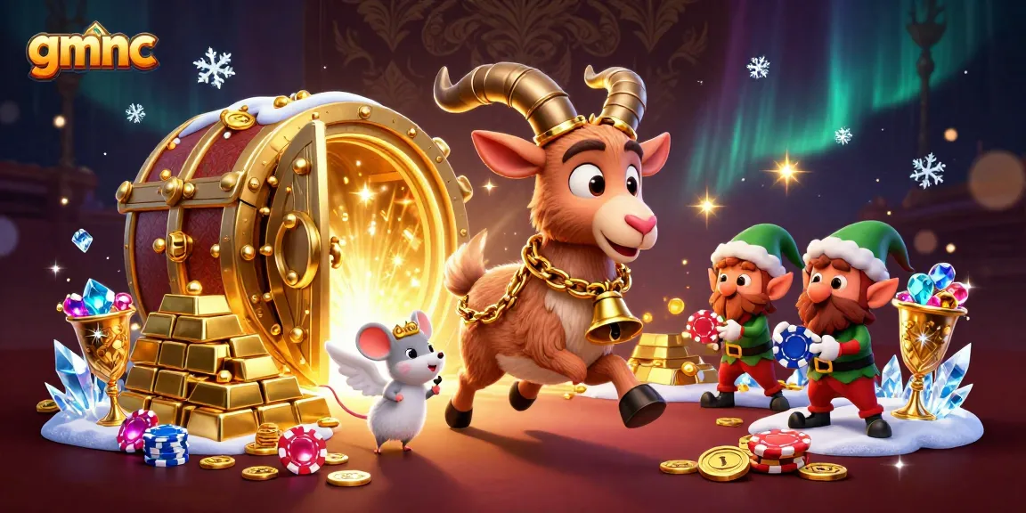 Win big with gmnc insights in a visually dynamic casino illustration showcasing festive characters and rich gaming elements.