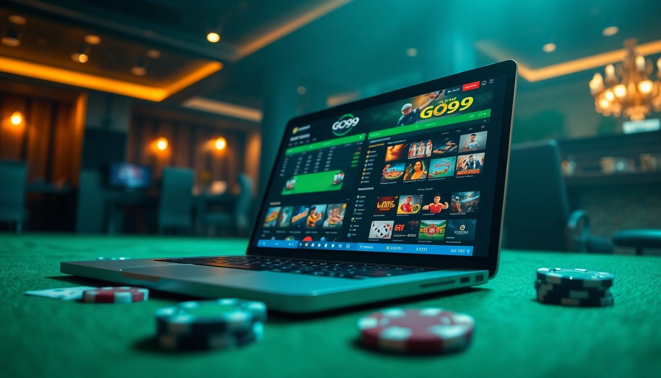 GO99 online gambling interface showcasing live sports and casino action.