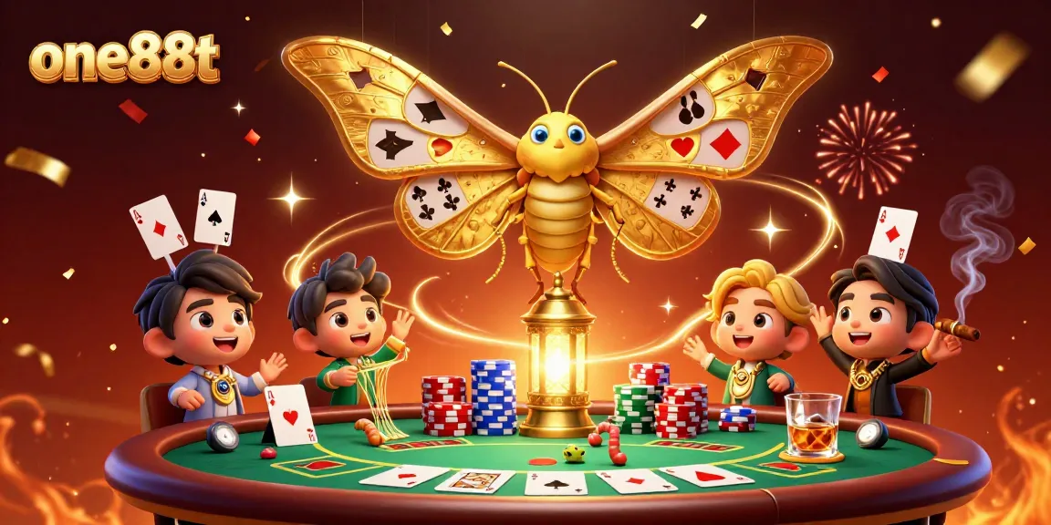 Experience thrilling gaming with one88t's vibrant casino scene alive with cards and confetti.