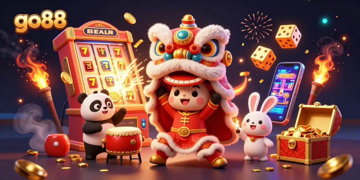 Experience thrilling gameplay at go88 with vibrant slot machines and festive characters.