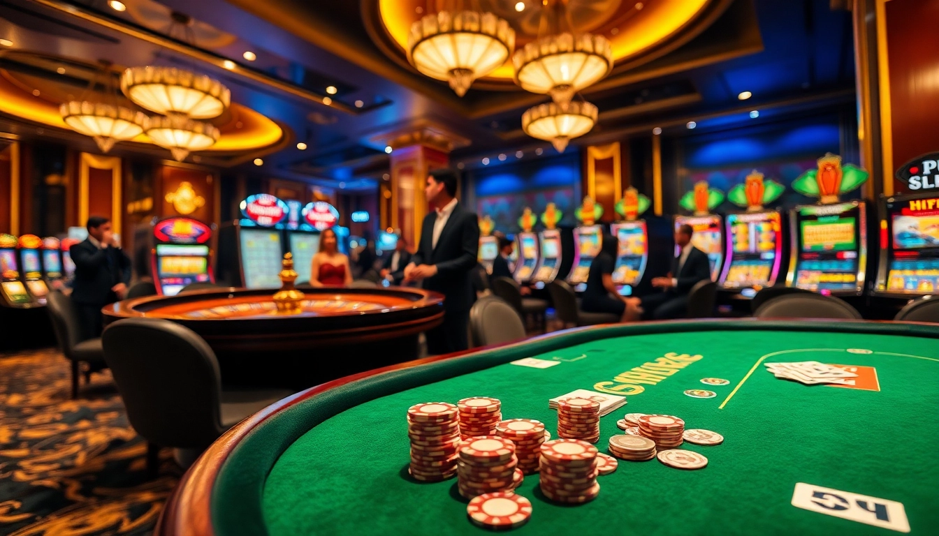 Casino c168 players enjoying vibrant gambling activities at a luxurious poker table.