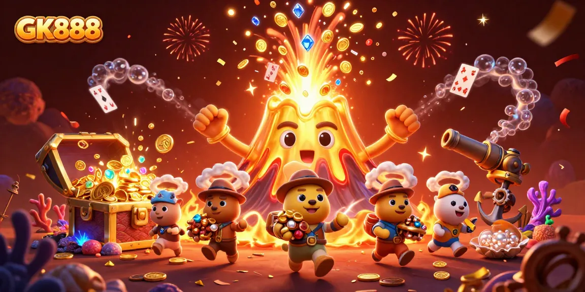 Experience the thrills of GK888 with a dynamic scene of treasure hunting and winning!