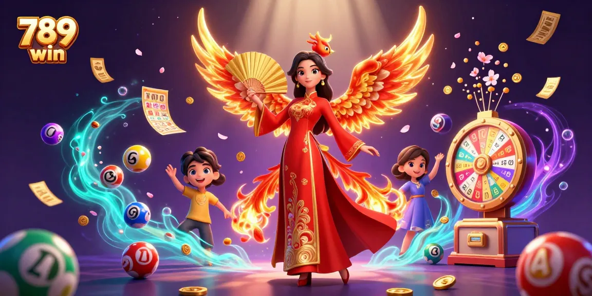 Immerse in the world of 789 win as a graceful woman and phoenix join vibrant casino elements.