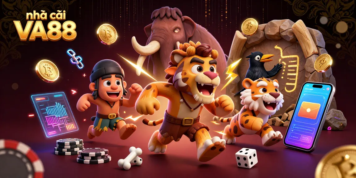 Experience thrilling gameplay at nhà cái VA88, featuring vibrant prehistoric casino elements and interactive crypto visuals.