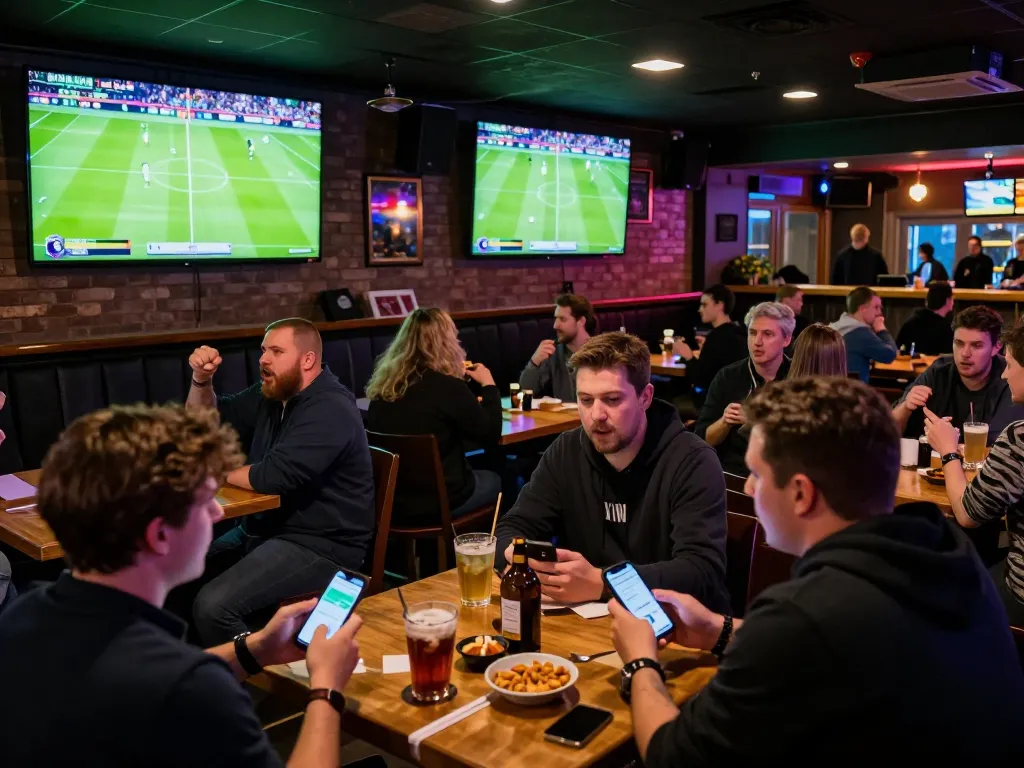 Xoilac live sports fans engaging in betting while watching a live football match.