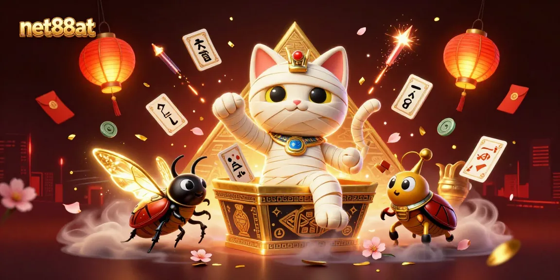 Engage with exciting slots and games at net88at, featuring a dynamic Egyptian theme with vibrant elements.