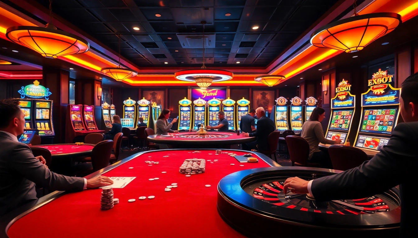 Experience the thrill of betting on xx88.bot with a vibrant casino scene filled with players and exciting games.