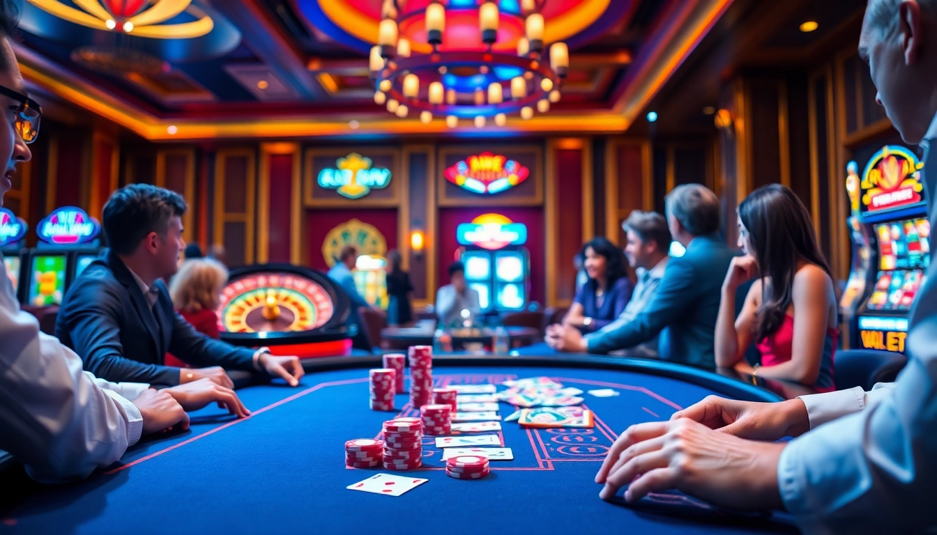 Players enjoy an exciting game at the XX88 casino table surrounded by vibrant decorations.