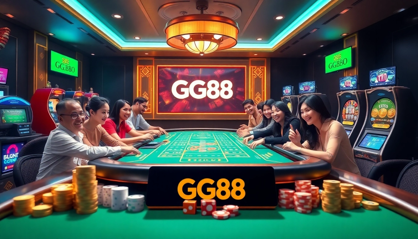 GG88 players enjoying an exciting online casino experience at a vibrant gambling table.