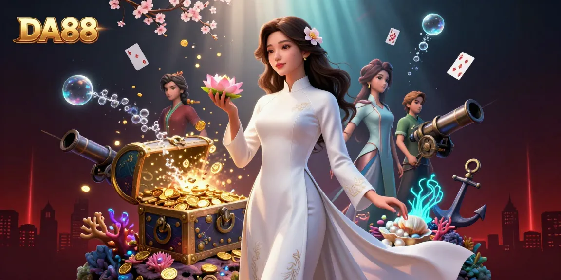 Experience DA88 gaming with vibrant visuals, treasure, and stunning casino elements.