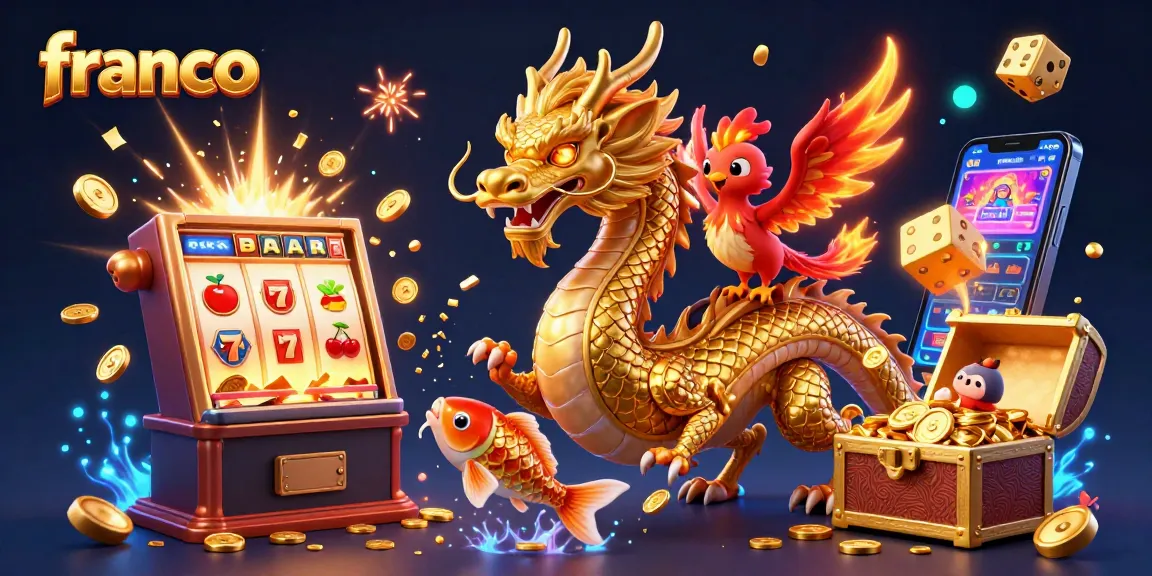 Engage with franco-themed slots featuring a fierce dragon and lucky koi fish amidst jackpot explosions.