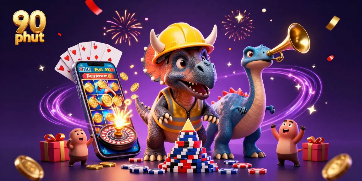 Engage with thrilling 90 phut sports betting excitement in a vibrant cartoon scene
