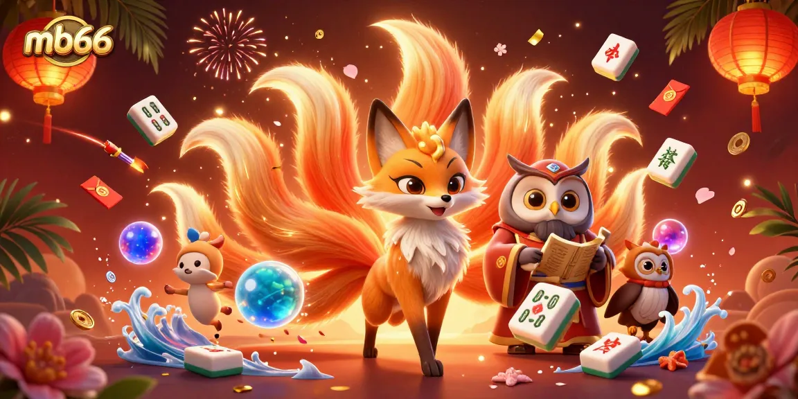 Experience excitement at mb66 with a vibrant 3D casino illustration featuring animated characters and symbolic elements.